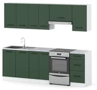 Meble kuchenne - Meble Kuchenne Komplet Mokka 2.4m Modułowy Nowoczesny Butelkowa Zieleń - miniaturka - grafika 1