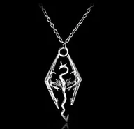 Wisiorki - Naszyjnik Wisiorek Skyrim Gra Smok Średniowieczne Fantasy Srebrny Goth Y2K - miniaturka - grafika 1