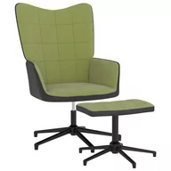 Fotele - vidaXL Fotel z podnóżkiem jasnozielony aksamit i PVC 327845 - miniaturka - grafika 1