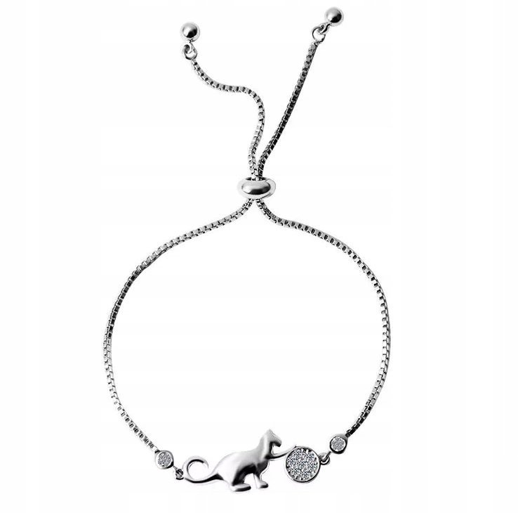 Bransoletka Damska Srebrna 925 Kot Celebrytka Hit
