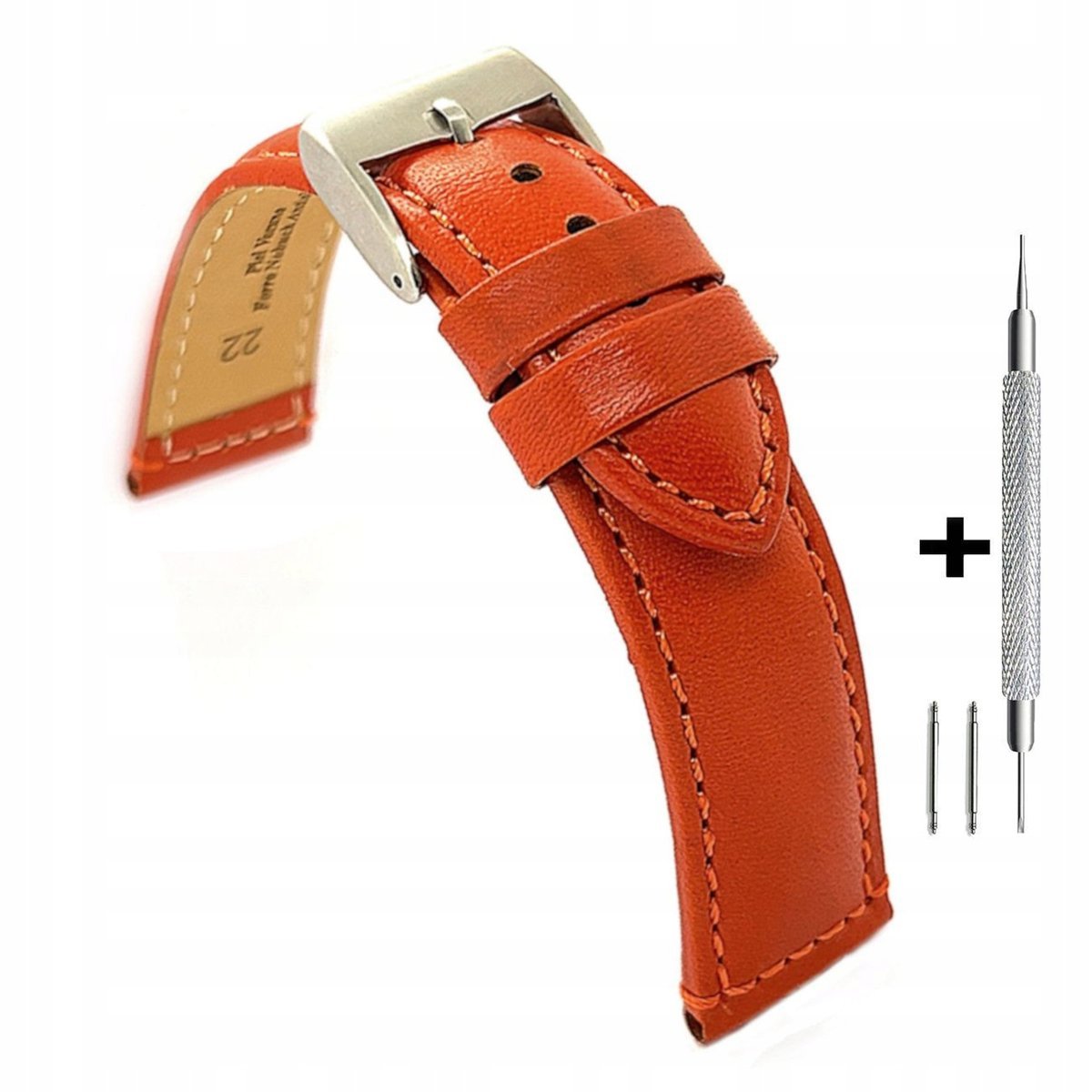 Pomarańczowy pasek 18 mm skóra DILOY 363.18.12 + dwa teleskopy i narzędzie