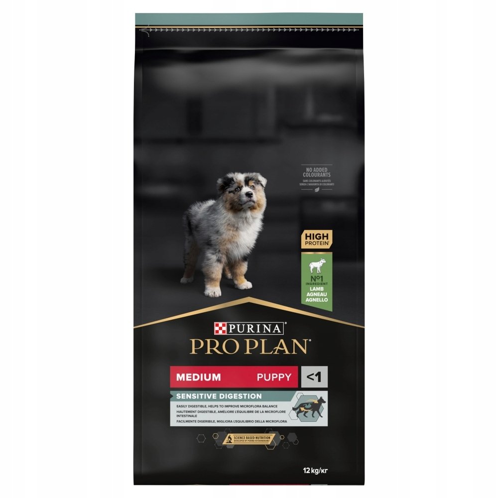 10 / 12 + 2 kg gratis! Purina Pro Plan, karma sucha dla psa, 12 kg / 14 kg - Medium Puppy Sensitive Digestion, jagnięcina i ryż, 12 kg