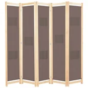 Parawany - Parawan 5-panelowy, brązowy, 200 x 170 x 4 cm, tkanina - miniaturka - grafika 1
