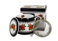 Kubki - Kubek do kawy i herbaty porcelanowy z zaparzaczem DUO baryłka INDIGO 2, 430 ml - miniaturka - grafika 1