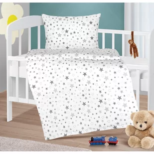 Bellatex Dziecięcy zestaw poduszki i kołdry Gwiazdy szary, 75 x 100 cm, 42 x 32 cm - Kołdry i poduszki dla dzieci - miniaturka - grafika 1