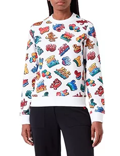 Love Moschino Damska bluza z długim rękawem z okrągłym dekoltem i nadrukiem graffiti, graffiti bianco, 46 - Bluzy damskie - miniaturka - grafika 1
