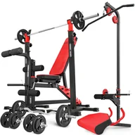Ławki treningowe - Zestaw Ms38_140Kg_Kier_G Ławka Dwustronnie Regulowana + Stojaki Pod Sztangę + Prasa Na Nogi + Modlitewnik + Wyciąg + Zestaw Gryfów I Obciążeń Gumowa.. - miniaturka - grafika 1