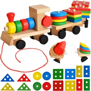 MAXY C.O. Pociąg drewniany - sorter 5902802914057 - Pociągi dla dzieci - miniaturka - grafika 2