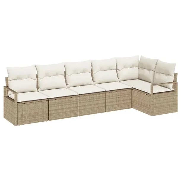 Zestaw Sofy Ogrodowej Modułowej, Beżowo-Biały, Rattan, 60 cm Głębokoś