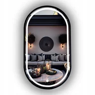 Lustra - LUSTRO LED ŁAZIENKOWE OWALNE CZARNE W RAMIE 85X50 CM + WŁĄCZNIK - miniaturka - grafika 1