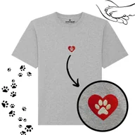 Koszulki męskie - Haftowany T-shirt PSIA ŁAPKA szary 2XL - miniaturka - grafika 1