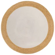 Dywany - vidaXL Pleciony dywan, biało-naturalny, 120 cm, juta, bawełna, okrągły - miniaturka - grafika 1