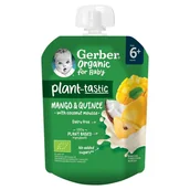 Przekąski dla dzieci - Gerber Organic Plant-tastic Deserek mango i pigwa z musem kokosowym po 6 miesiącu 80 g - miniaturka - grafika 1