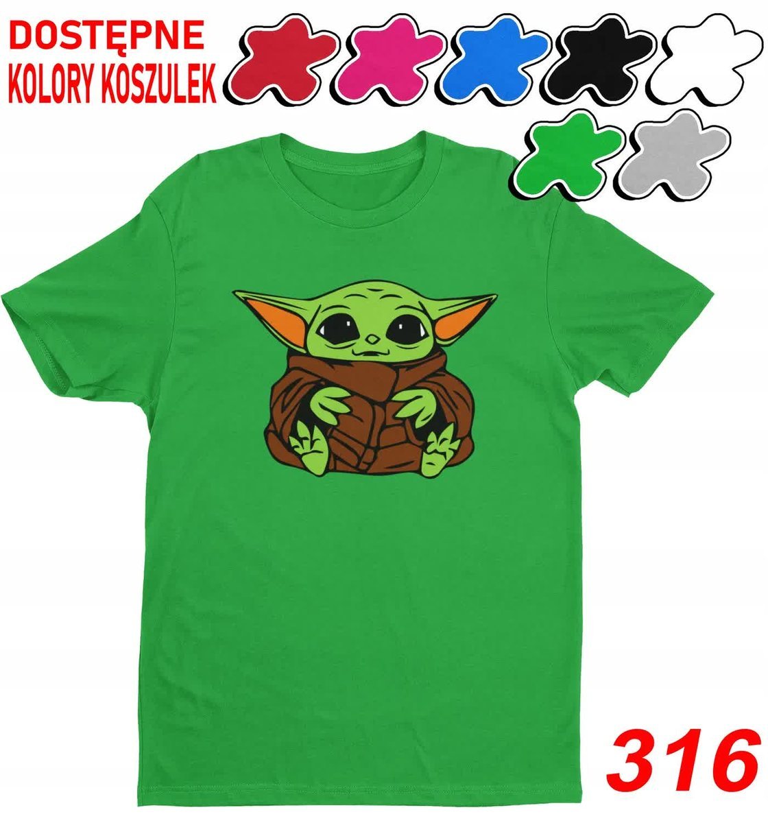 Dziecięca Koszulka Z Nadrukiem Wybór Star Wars Baby Yoda Lord -M134-140