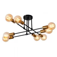 Lampy sufitowe - Lampa sufitowa wisząca 8x E27 Czarna Złota GLAMOUR ozdobna dekoracyjna 8 punktów światła metalowa - LEDHOFF - miniaturka - grafika 1