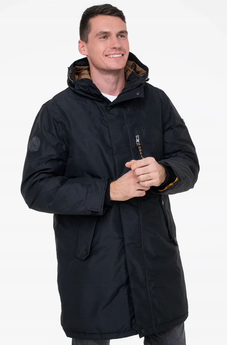 CAMEL ACTIVE CZARNA KURTKA PARKA MĘSKA Z KAPTUREM 56 2FA