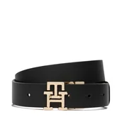 Paski - Pasek Damski Tommy Hilfiger Th Logo 3.0 Rev Mono AW0AW18019 Czarny - miniaturka - grafika 1