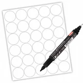 Etykiety do drukarek - puste etykiety 30 szt. białe 3,5cm marker czarny - miniaturka - grafika 1