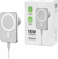Ładowarki samochodowe - Ładowarka Vega ŁADOWARKA BEZPRZEWODOWA 15W UCHWYT SAMOCHODOWY BIAŁA MAGSAFE IPHONE / ANDROID> - miniaturka - grafika 1