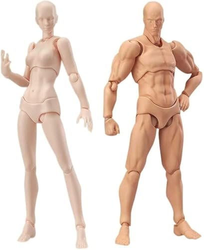 Body Kun, artyści manekin blokowy, przegubowy manekin, rysunek figurki do figury model męski + damski zestaw (kolor skóry)