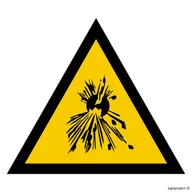 Systemy ekspozycyjne i znaki informacyjne - JA004 OSTRZEŻENIE PRZED SUBSTANCJAMI WYBUCHOWYMI, PN - PŁYTA PCV 1MM; (350X350MM) - miniaturka - grafika 1