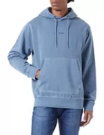 Bluzy męskie - BOSS Męska bluza z kapturem Wefadehoody barwiona na kawałki z bawełny Terry z tonalnym logo, jasnoniebieski, XL - miniaturka - grafika 1