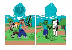 Carbotex, Ręcznik poncho z kapturem 55x110cm, bawełna, Minecraft - Okrycia kąpielowe dla dzieci - miniaturka - grafika 1