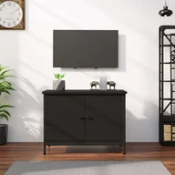 Szafki RTV - vidaXL Szafka TV z drzwiczkami, czarna, 60x35x45 cm - miniaturka - grafika 1