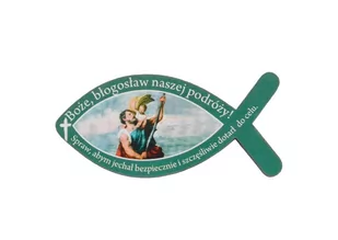 Plakietka kierowcy Rybka zielona Św. Krzysztof - Akcesoria motoryzacyjne - miniaturka - grafika 1