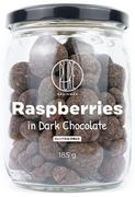 Owoce świeże i suszone - BrainMax Pure Raspberries in Dark Chocolate, liofilizowane maliny w ciemnej czekoladzie, 185 g - miniaturka - grafika 1