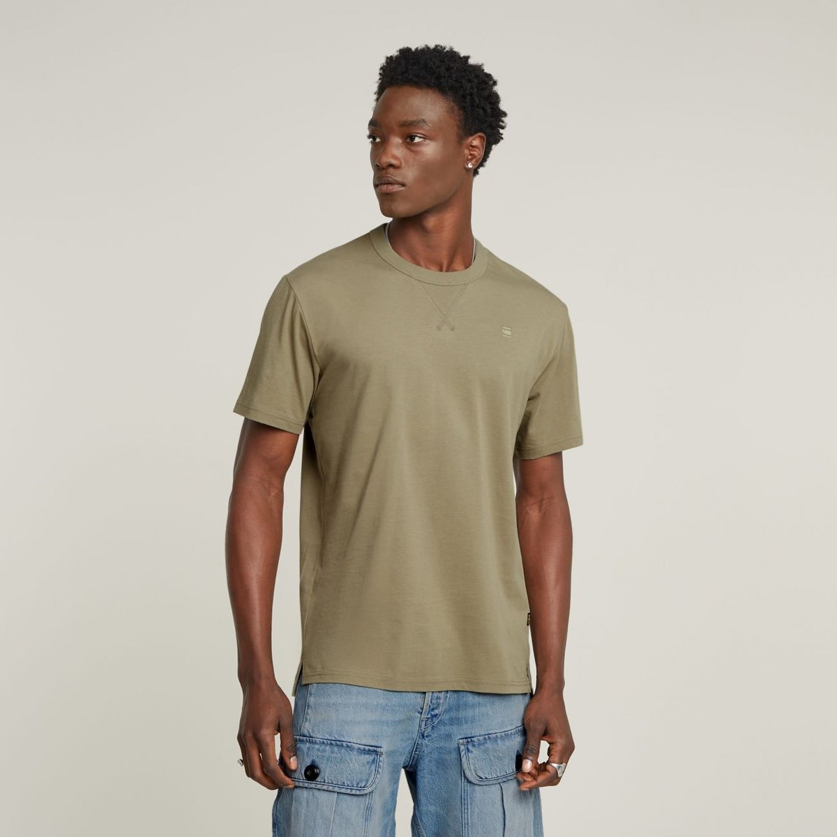 t-shirt uomo g-star d24449-336 - nifous base 6057 military green