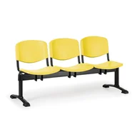 Inne meble biurowe - Euroseat Ławka do poczekalni plastikowa ISO, 3-siedziska, żółty, czarne nogi 300228 - miniaturka - grafika 1