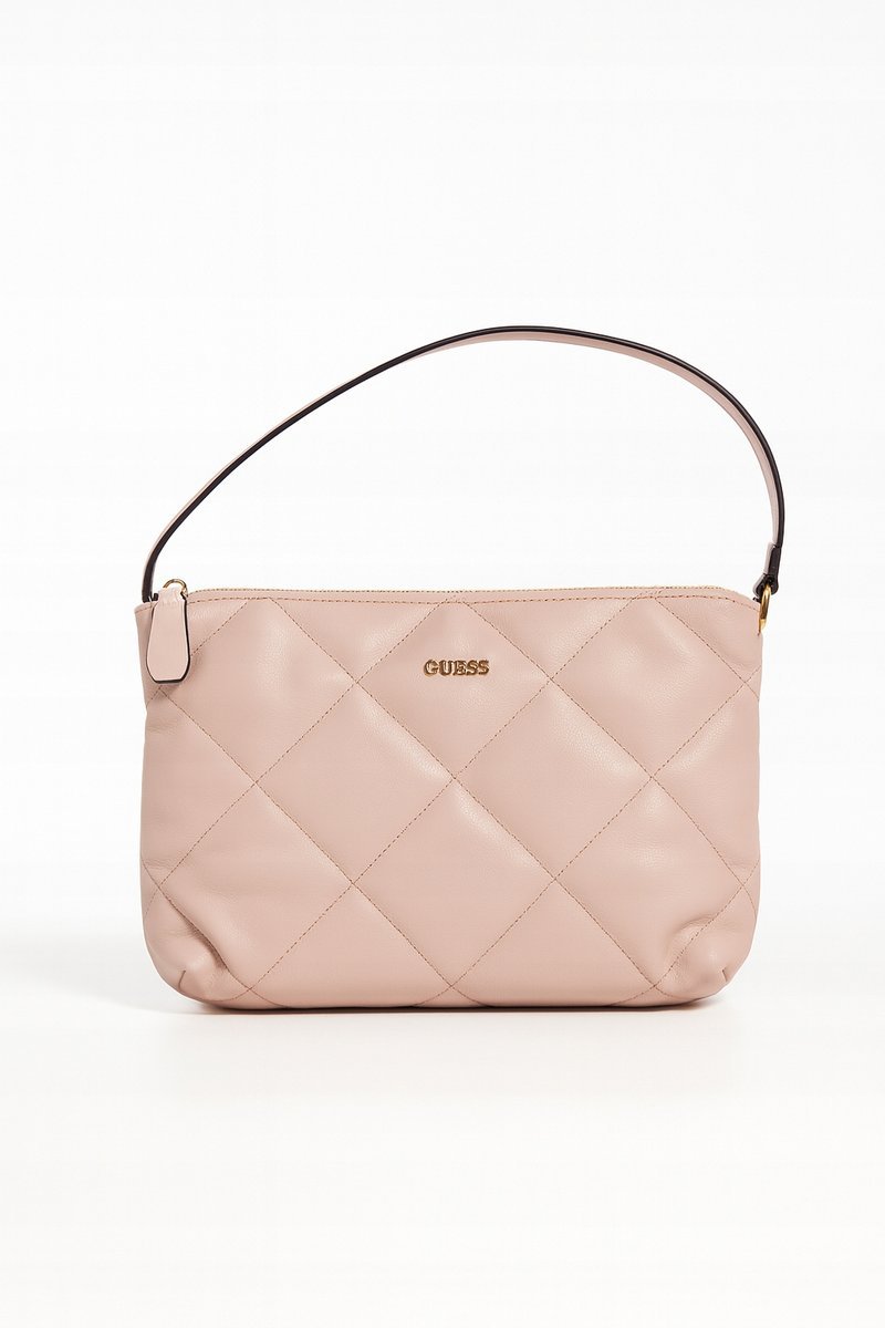 GUESS TOREBKA DAMSKA KLASYCZNA RÓŻOWA NA ZAMEK Z LOGO 21X22X6 1GŁA