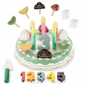 Zabawki sensoryczne - DREWNIANY TORT URODZINOWY ZESTAW MONTESSORI ZABAWKA EDUKACYJNA DLA DZIECI - miniaturka - grafika 1