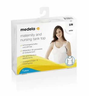 Koszulki i topy damskie - Medela, Tank Top dla kobiet w ciąży i karmiących piersią, rozmiar S/M, Biały - grafika 1
