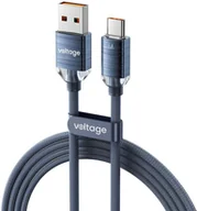 Ładowarki samochodowe - Kabel USB-A / USB-C Voltage PureCrystal 66W 100cm niebieski - miniaturka - grafika 1