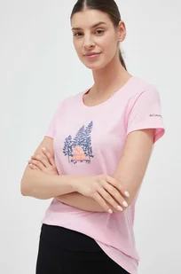 Columbia t-shirt damski kolor różowy - Koszulki sportowe damskie - miniaturka - grafika 1
