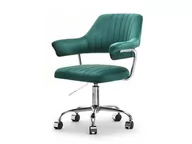 Fotele i krzesła biurowe - Elegancki Fotel Biurowy Na Chromowanym Stelażu Merlin Zielony Velvet - miniaturka - grafika 1