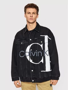 Kurtki męskie - Calvin Klein Jeans Kurtka jeansowa J30J319798 Czarny Oversize - grafika 1