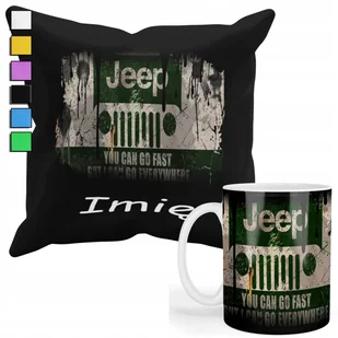 ZESTAW KUBEK + PODUSZKA Z POSZEWKĄ- PREZENT DLA FANA MOTO JEEP+ IMIĘ - Gadżety dla niej i dla niego - miniaturka - grafika 1