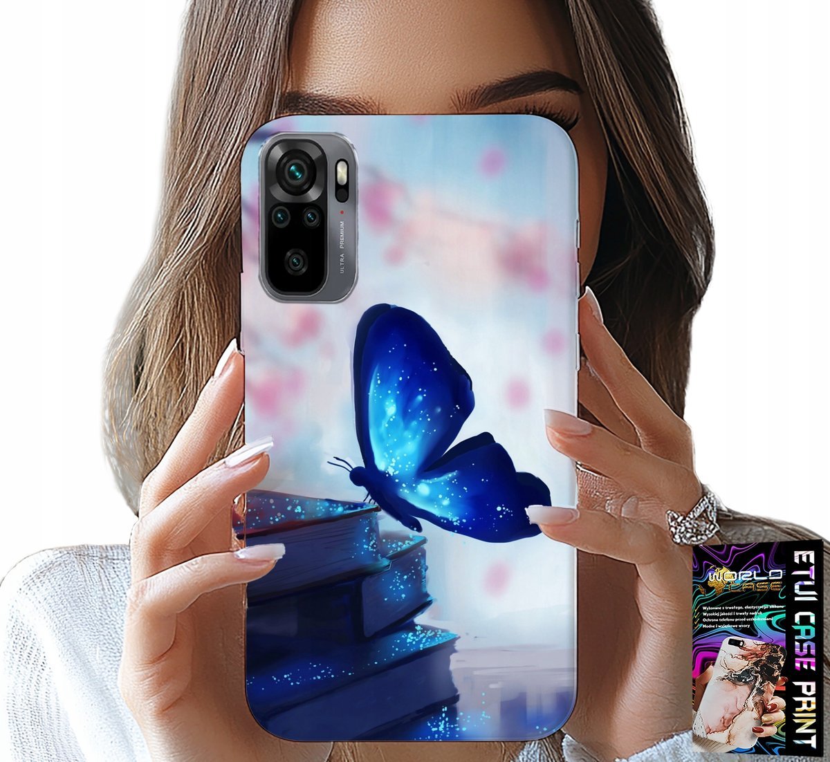 ETUI DO XIAOMI NOTE 10 / 10S - NIEBIESKI MOTYLEK, MOTYL, DAMSKIE WZORY