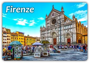 FLORENCJA - Miasto - Pejzaż - Kościół św. Krzyża - Magnes na lodówkę - Magnesy - miniaturka - grafika 1