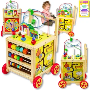 DUŻY PCHACZ CHODZIK DLA DZIECI EDUKACYJNY Interaktywny Jeździk Kostka Manipulacyjna PREZENT DLA DZIECKA + EBOOK - Chodziki - miniaturka - grafika 1