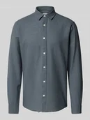 Koszule męskie - Koszula lniana o kroju slim fit z kołnierzykiem typu kent model ‘CAIDEN’ - miniaturka - grafika 1