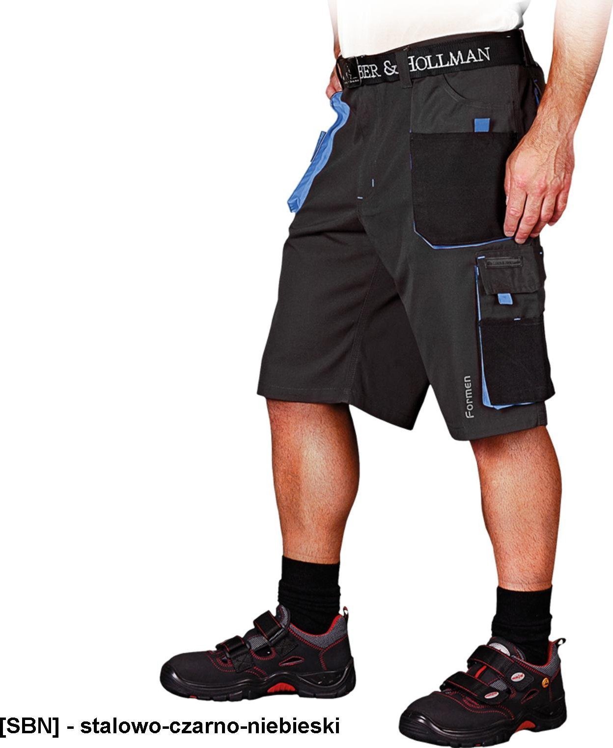 Leber&Hollman LH-FMN-TS - SPODNIE OCHRONNE DO PASA - KRÓTKIE, - stalowo-czarno-niebieski 2XL