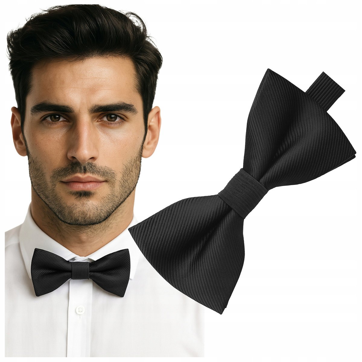 Mucha męska prążkowana - czarna