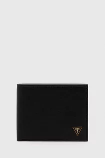 Portfele - Guess portfel skórzany męski kolor czarny - grafika 1