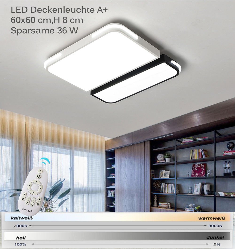 Black1687-2 Lampa sufitowa LED z pilotem Regulacja barwy/jasności światła Klosz akrylowy lakierowany na biało/czarno