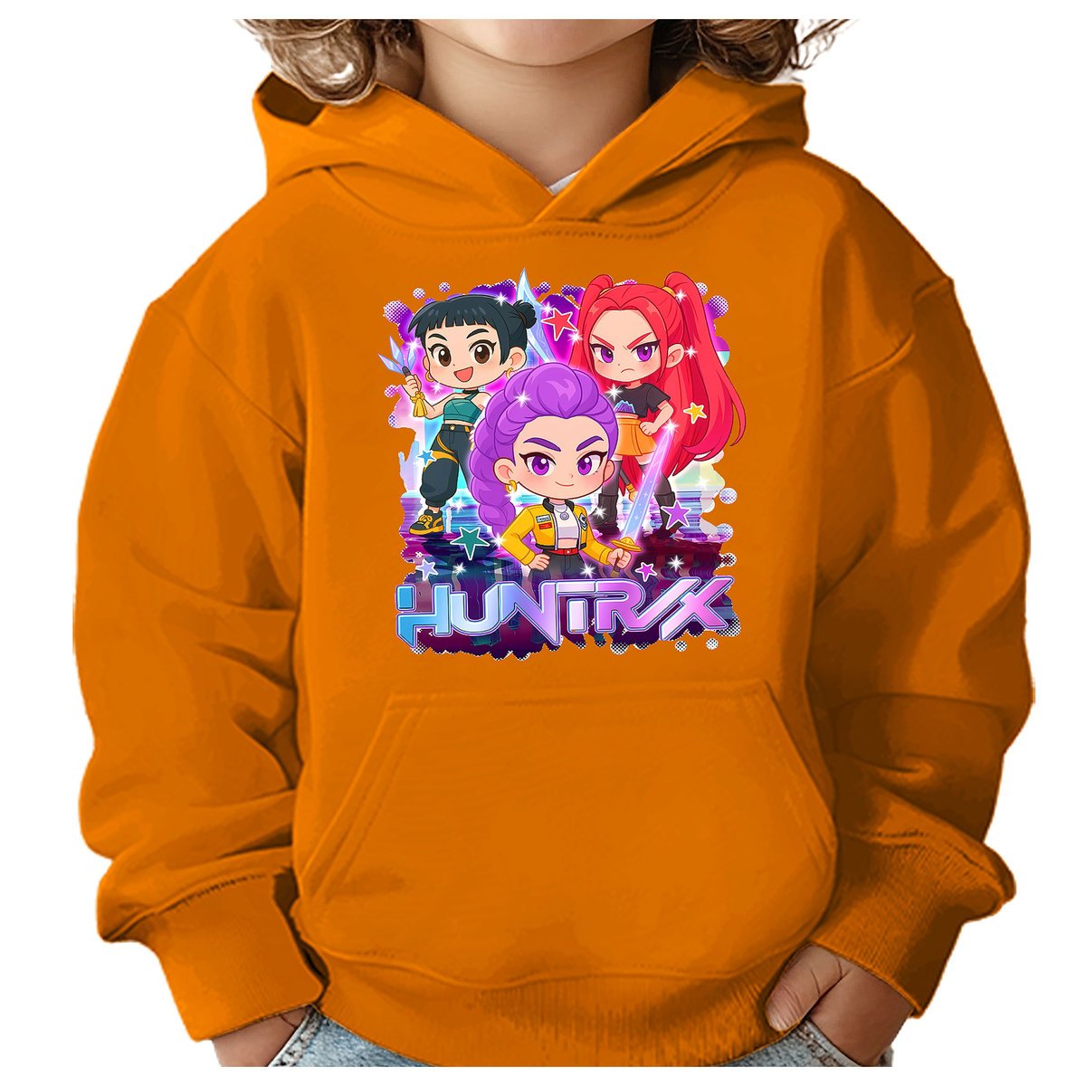 BLUZA DZIECIĘCA KPOP DEMON HUNTERS HUNTRIX 122-128 Z KAPTUREM BAWEŁNIANA