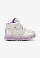 Botki damskie - Fioletowe Płaskie Buty Sportowe Sneakersy ze Skórzaną Wkładką w Gwiazdki z Brokatem Jocelv - miniaturka - grafika 1